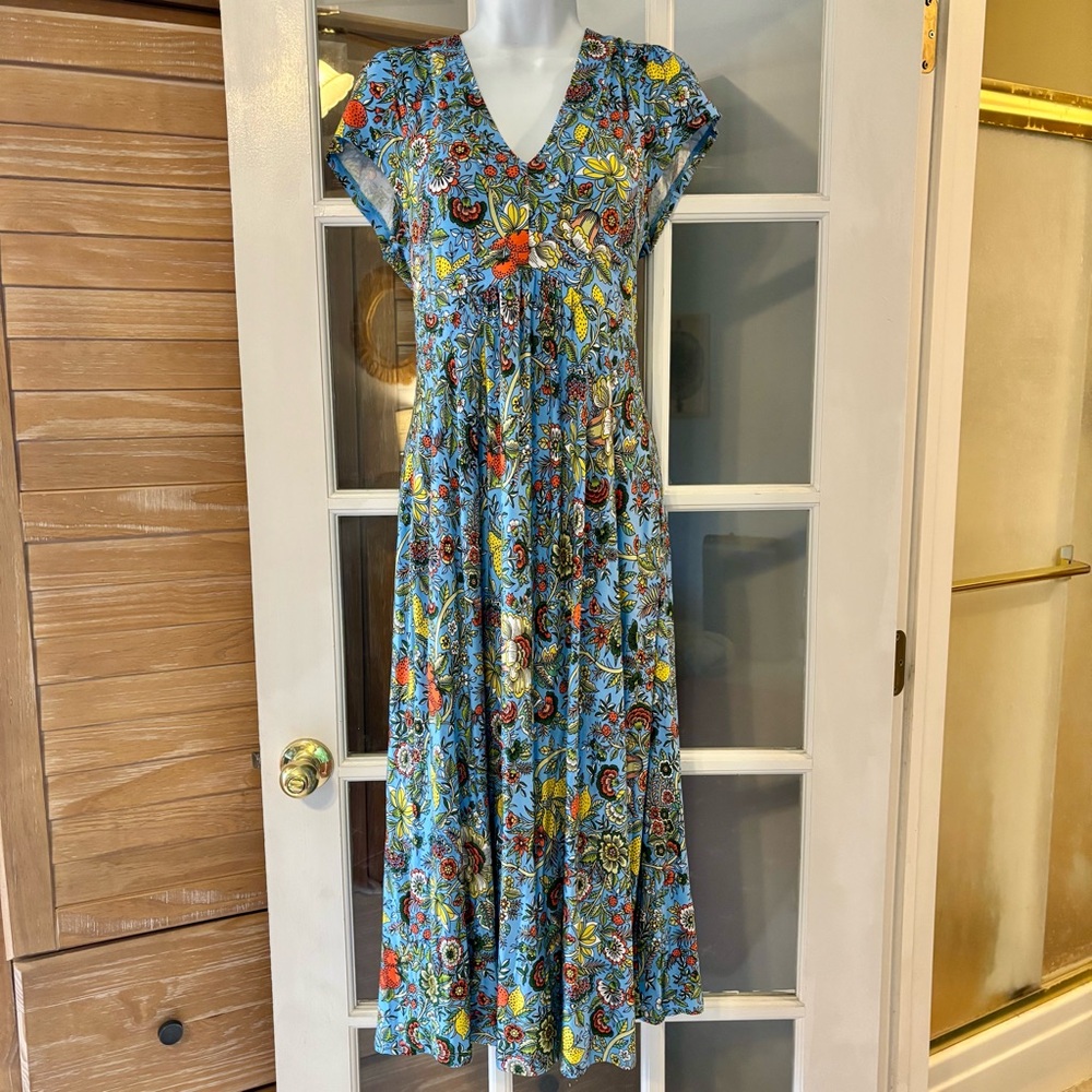 Boden Blue Floral Jersey Midi Dress 6P NWT - Picture 2 of 8